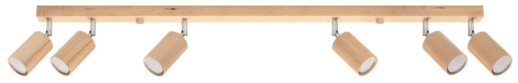 Bodové svietidlo Berg, 6x drevené tienidlo, (možnosť polohovania)
