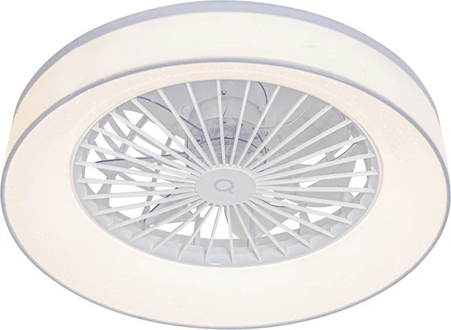 Stropný ventilátor biely so hviezdnym efektom 47cm vrátane LED stmievateľný s diaľkovým ovládaním - Emily