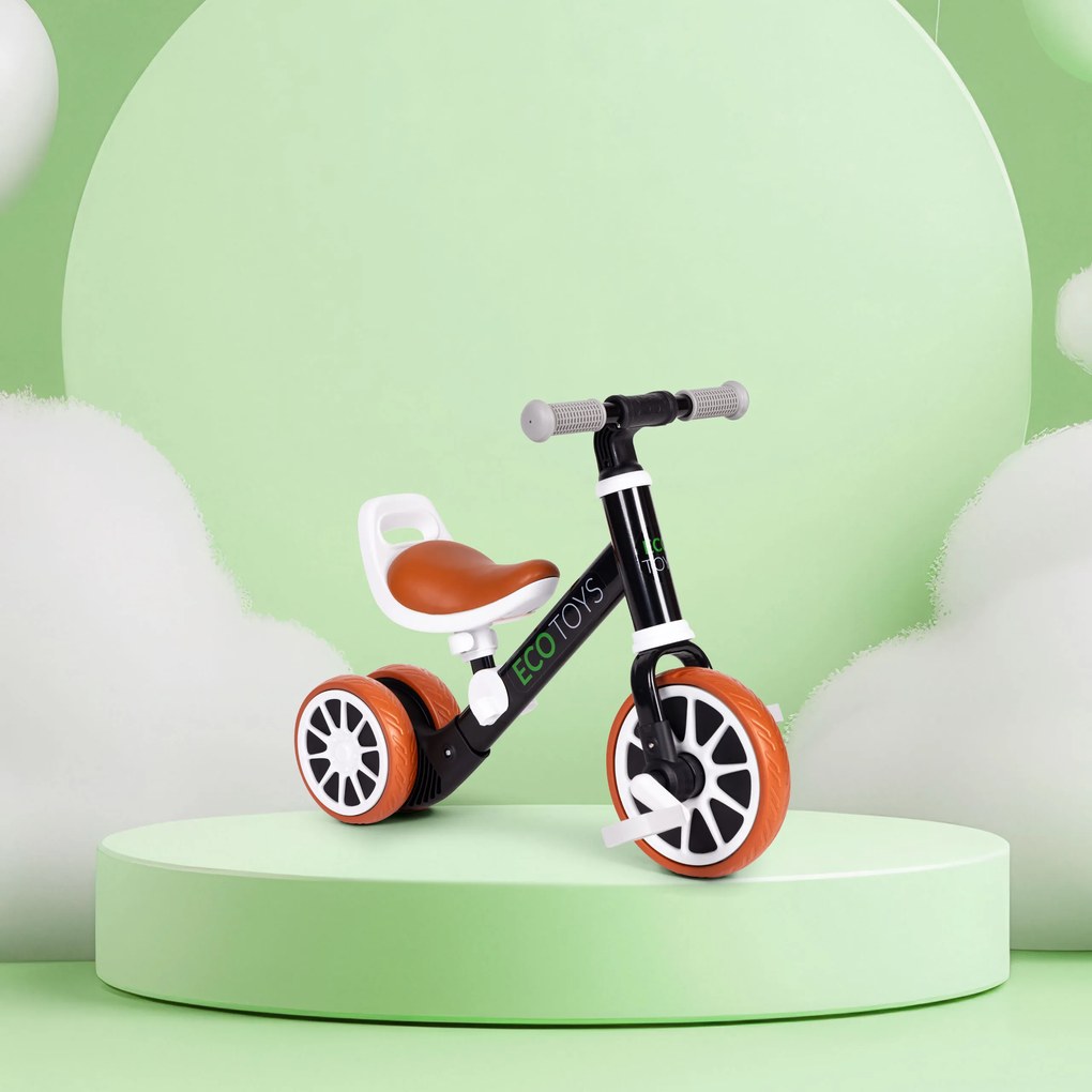 Odrážadlo/Balančný bicykel s pedálmi 2v1 čierny ECOTOYS