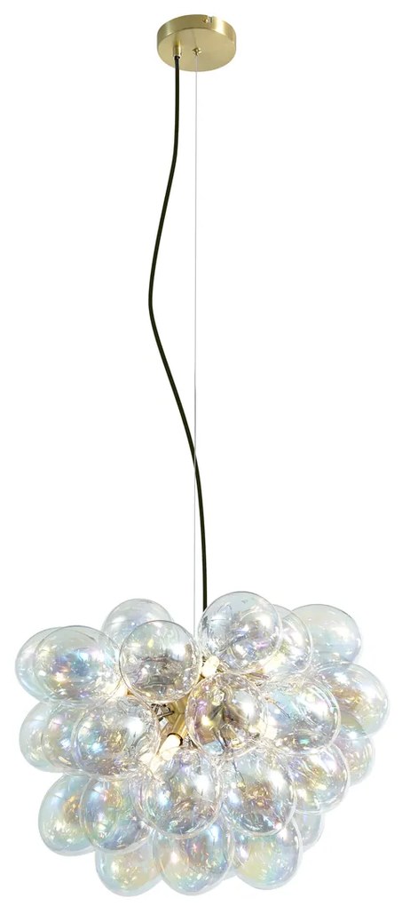 Art Deco závesná lampa zlatá s dúhovým sklom 50cm 8-svetiel - Uvas