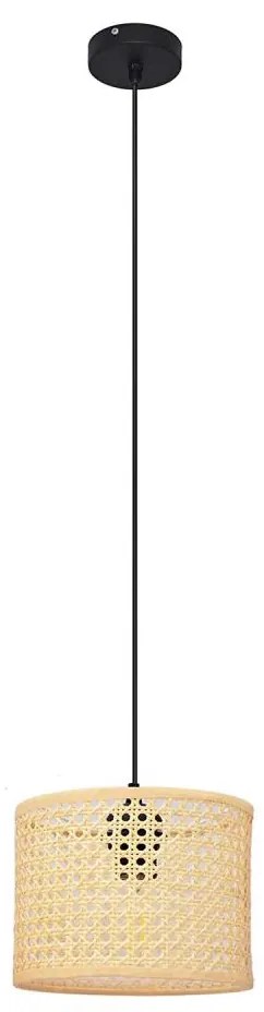 Luster na lanku ALBA 1xE27/15W/230V pr. 20 cm ratan/čierna