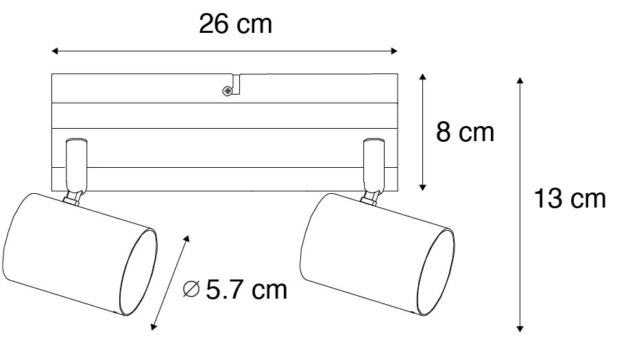 Inteligentný stropný reflektor čierny s drevom 2-svetelný nastaviteľný vrátane Wifi GU10 50mm - Jeana
