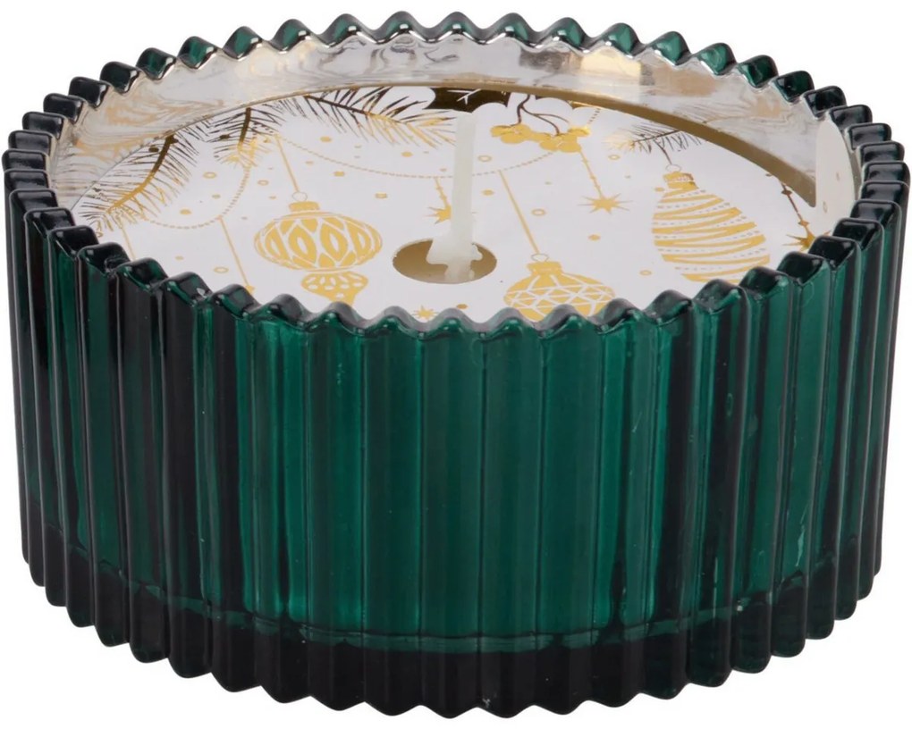 Vianočná sviečka v skle zelená, 150 g, 10 x 5 cm