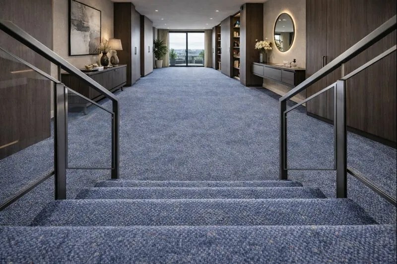 Metrážny koberec Virtuose 84, na mieru, šíře 4m, modrá, filc, chodba / predsieň, Betap
