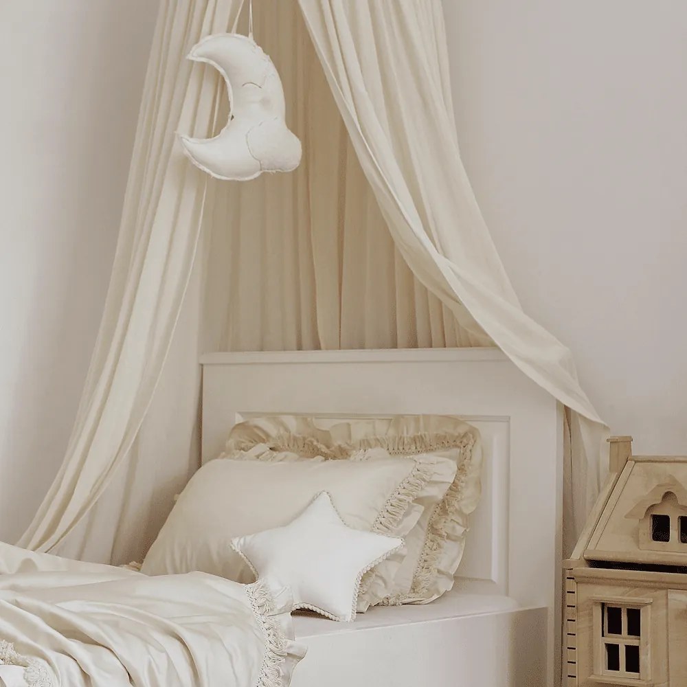 Mini Boho vankúš hviezda s bublinkami vanilka 38 cm