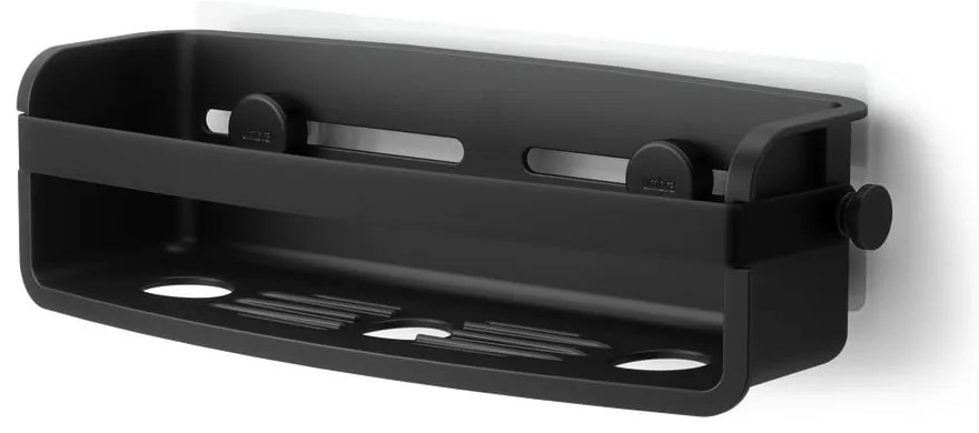 Čierna plastová kúpeľňová polička bez vŕtania Flex Adhesive – Umbra