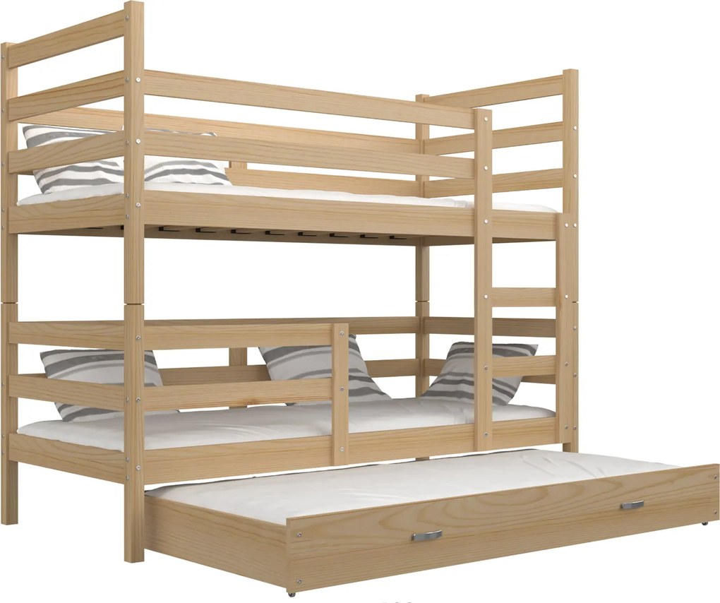 GL Janík 3 poschodová posteľ pre troch - Borovica Rozmer: 190x80