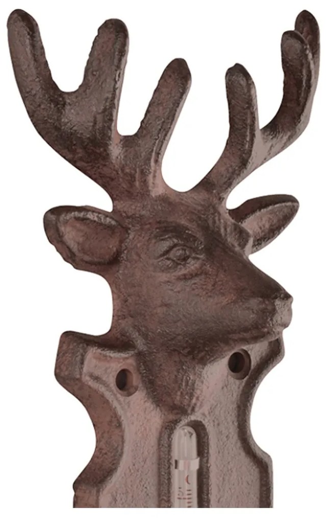 Nástenný teplomer Deer, 22x9,5 cm, liatina, hnedá