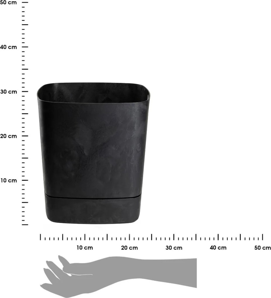 PLASTOVÝ KVETINÁČ CUBI 30X33 CM IMITÁCIA BETÓNU ČIERNA