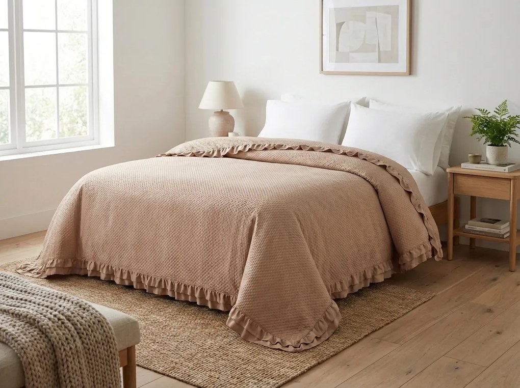 Prehoz na posteľ MONTEGO, tmavobéžový Rozmer: 200 x 220 cm