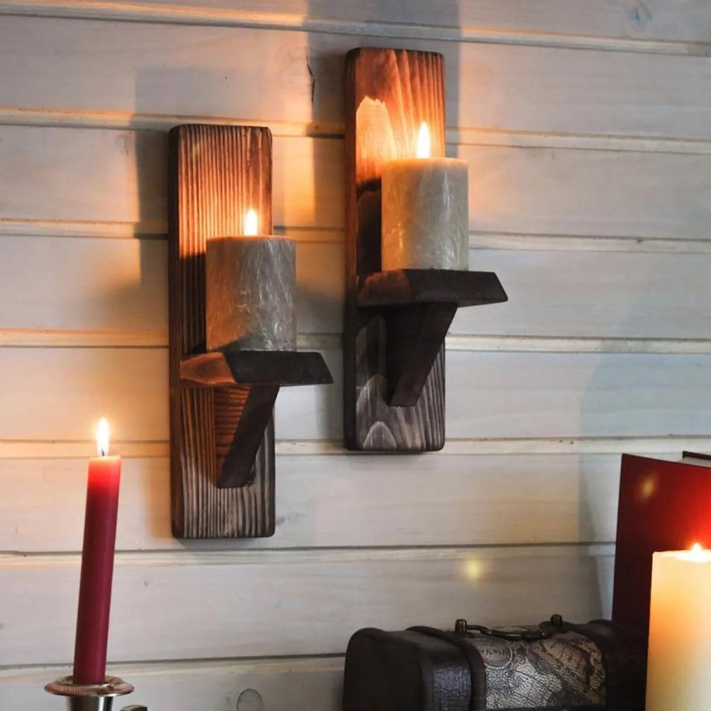 Nástenné poličky na sviečky Raf hnedé