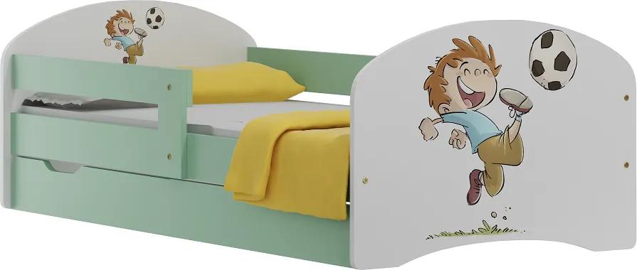 MAXMAX Detská posteľ so zásuvkami CHLAPEC S LOPTOU 160x80 cm