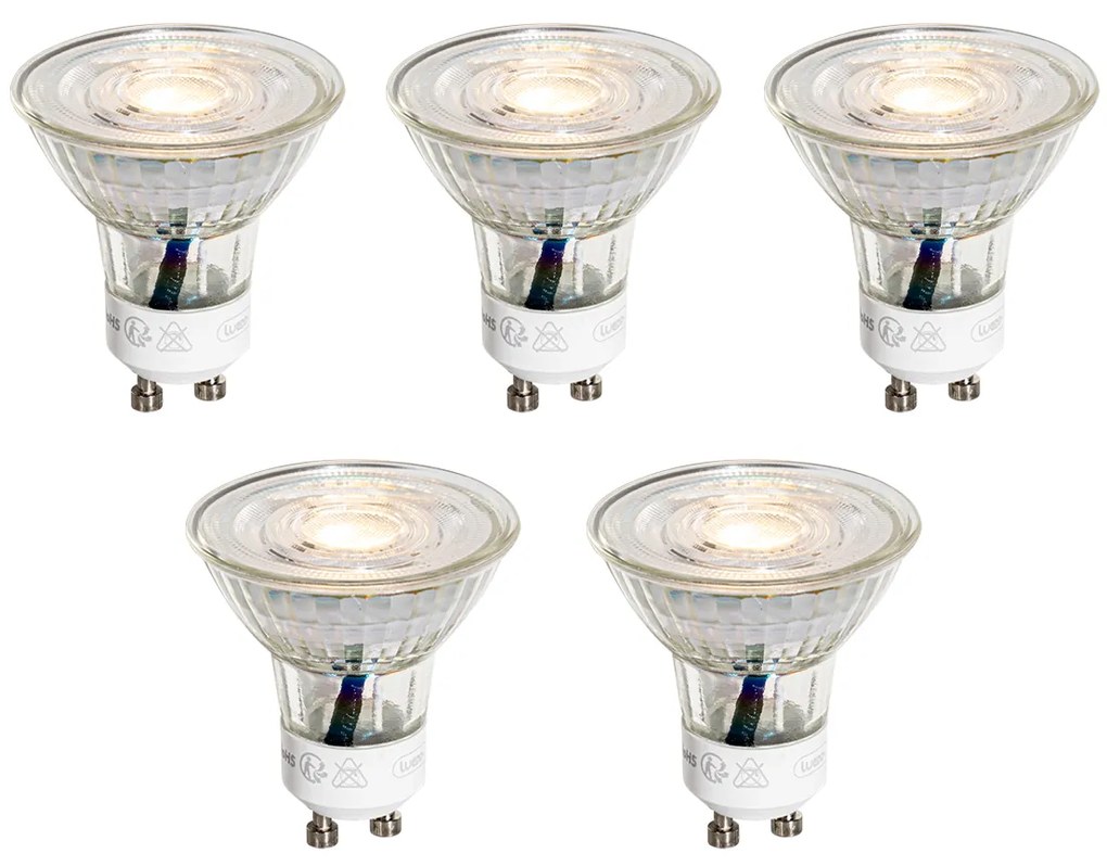 Sada 5 LED žiaroviek GU10 50 mm číra 3W 230 lm 2700K