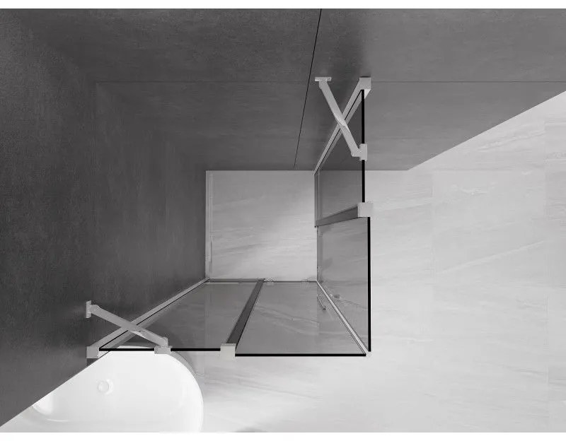Mexen Velar Duo, sprchový kút s posuvnými dverami 90 x 90 cm, 8mm šedé sklo, chrómová, 871-090-090-42-01