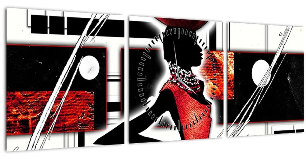 Obraz maľby starovekej dámy (s hodinami) (90x30 cm)