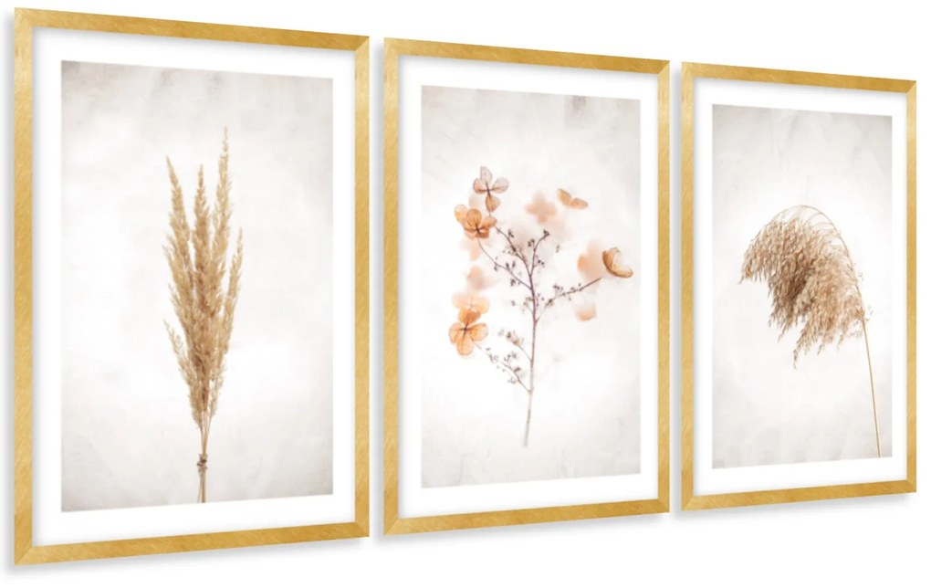 Gario Sada plagátov Dry nature - 3 dielna Farba rámu: Bez rámu, Rozmery: 99 x 45 cm
