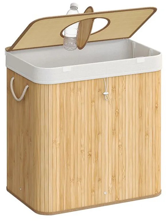 Bambusový kôš na bielizeň s vyberateľnou sieťkou