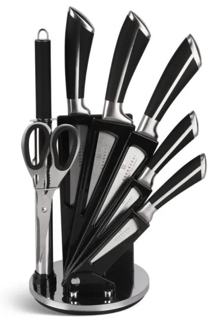 8 dielna sada nožov v otočnom stojane v čiernej farbe