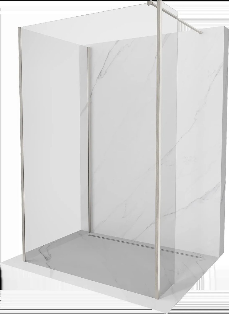 Mexen Kioto, 3-stenová sprchová zástena Walk-In Walk-in 130 x 70 x 40 cm, 8mm číre sklo, brúsená oceľ profil, 800-130-070-221-97-00-040