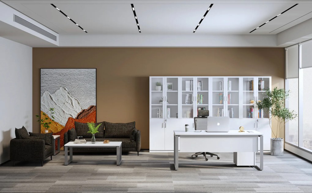 Vysoká kancelárska skriňa Houseland Prime Neo 02 80 cm biela