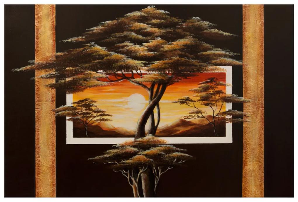 Gario Ručne maľovaný obraz Africká krajina a stromy Rozmery: 120 x 80 cm