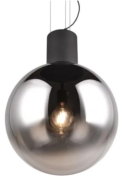 Čierne LED závesné svietidlo so skleneným tienidlom ø 50 cm Cipallone – CINQUE