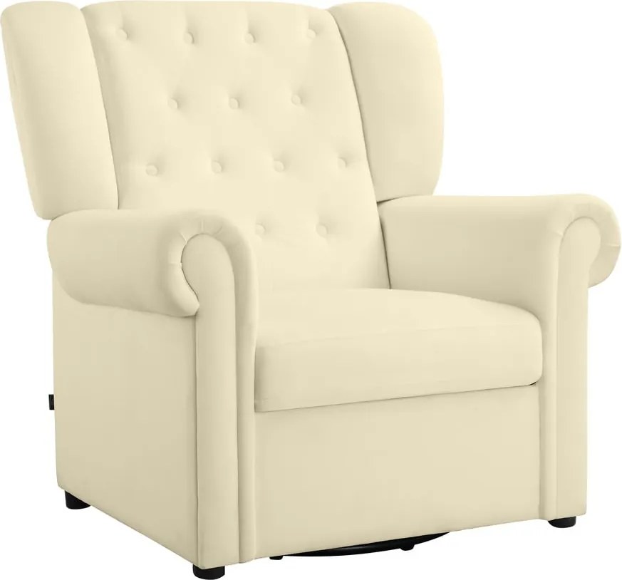 Biele zamatové hojdacie chesterfield kreslo Lillyse – Støraa