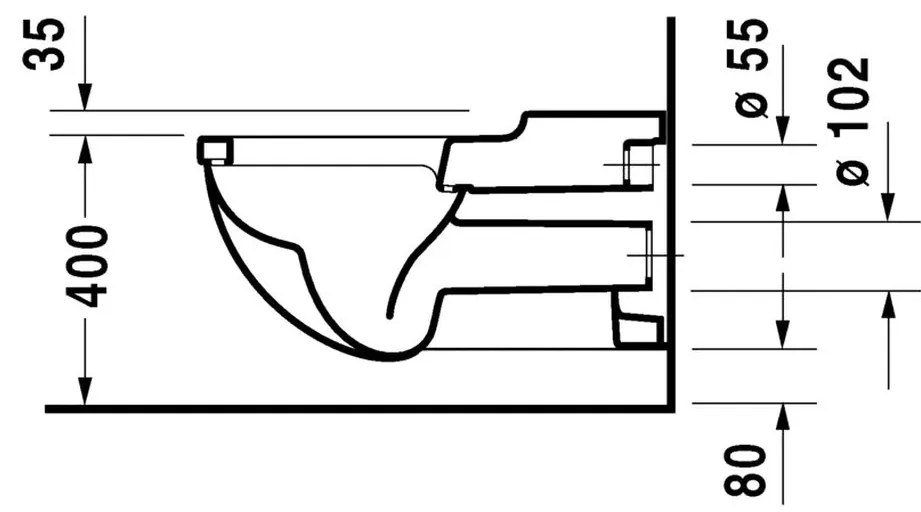 Duravit Starck 3 - Závesné WC 360x700 mm, biela 2203090000