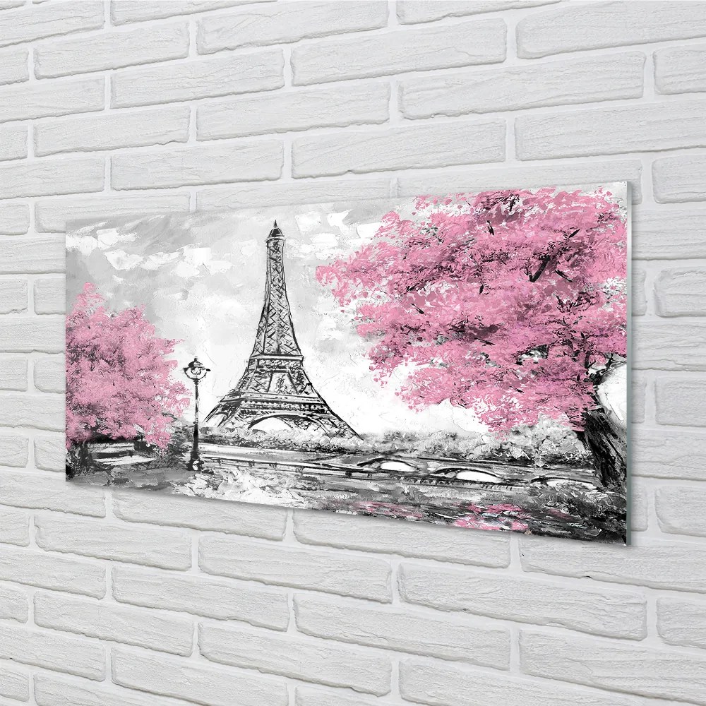 Nástenný panel  Paris jarný strom 120x60 cm