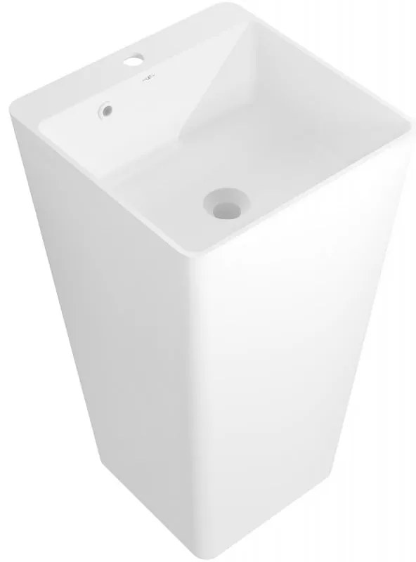 Mexen Neva, voľne stojace umývadlo z konglomerátu 45x45x82 cm, biela matná, 26614500