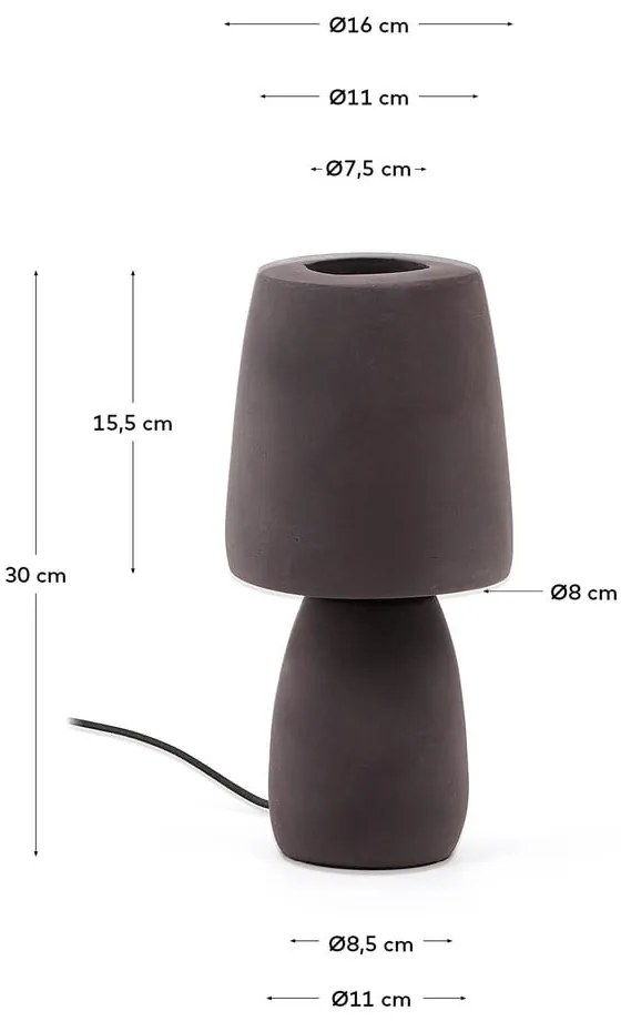 Tmavohnedá stolová lampa (výška 30 cm) Tandy – Kave Home