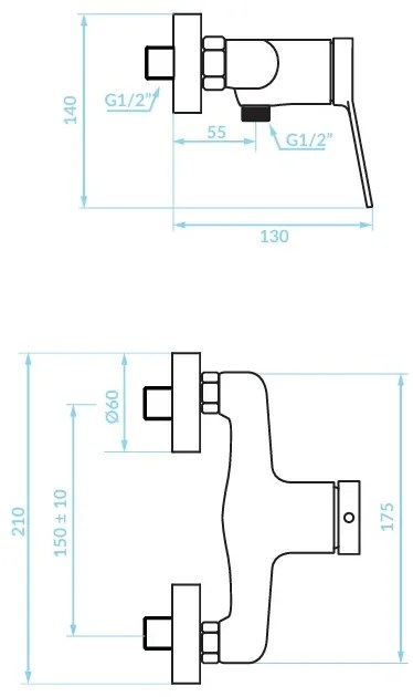 Kuchinox Villa, nástenná sprchová batéria 150cm, chrómová, LAV-BVK_040D