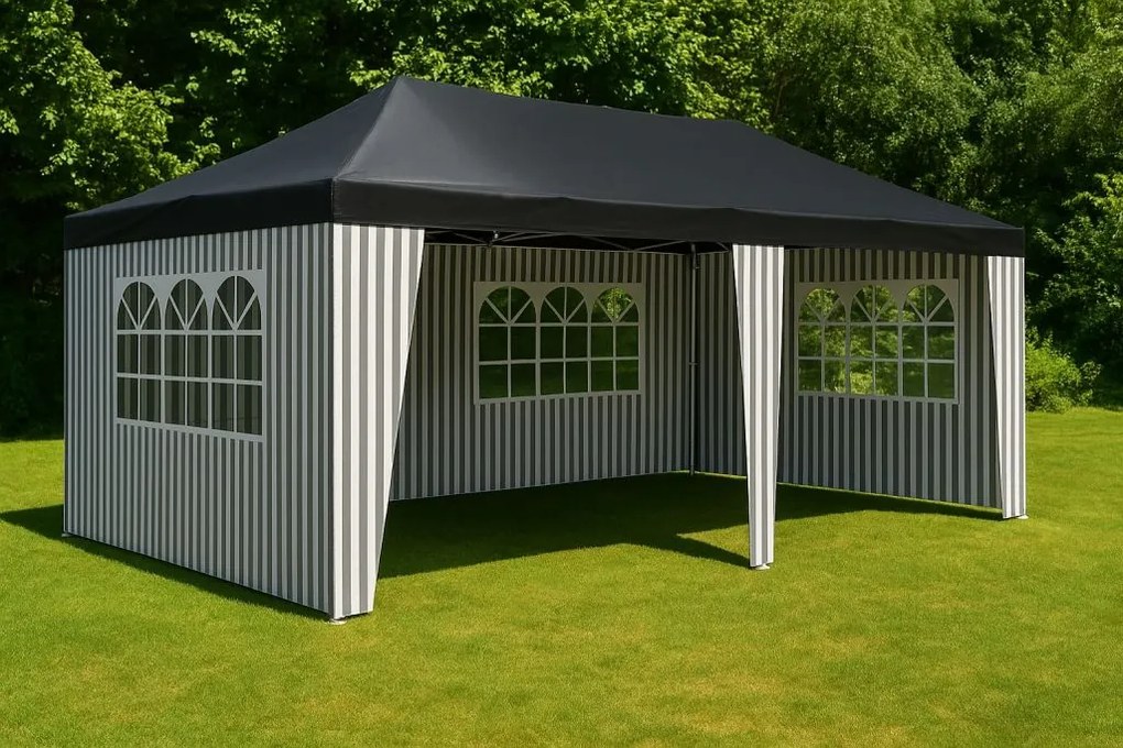 Garthen 71702 Záhradný párty stan - 3 x 6 m, antracit + 6 bočníc