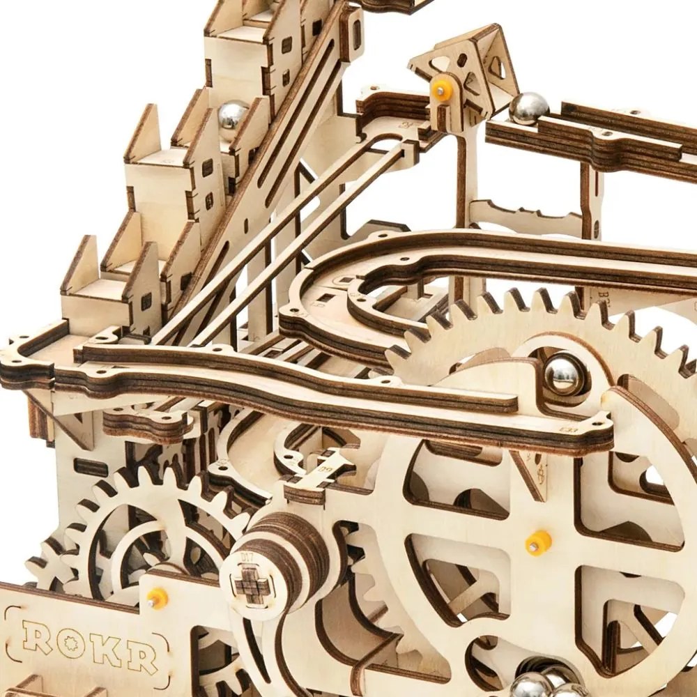 Robotime 3D drevené mechanické puzzle Kuličková dráha Marble Parkour 254 ks
