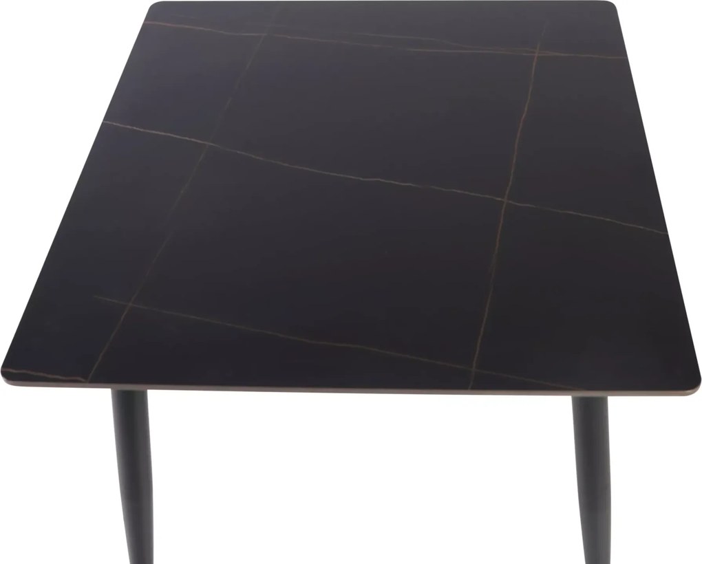 Jedálenský stôl RION 130x70 cm s keramickou doskou, čierny mramor