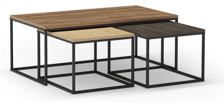 Konferenčné stolíky v súprave 3 ks v prírodnej farbe 60x110 cm Camelia – Marckeric