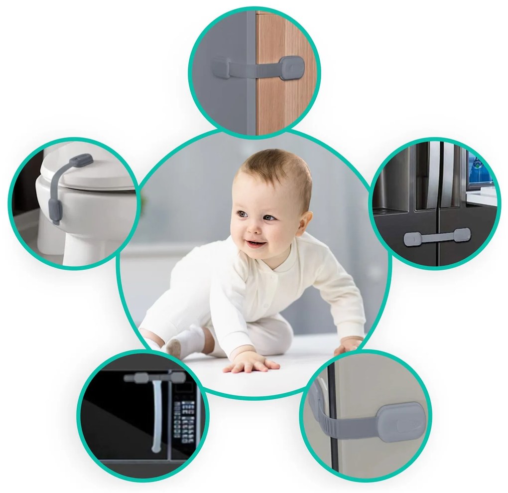Ricokids bezpečnostné zariadenie na otváranie skríň 798101 6 ks sivé