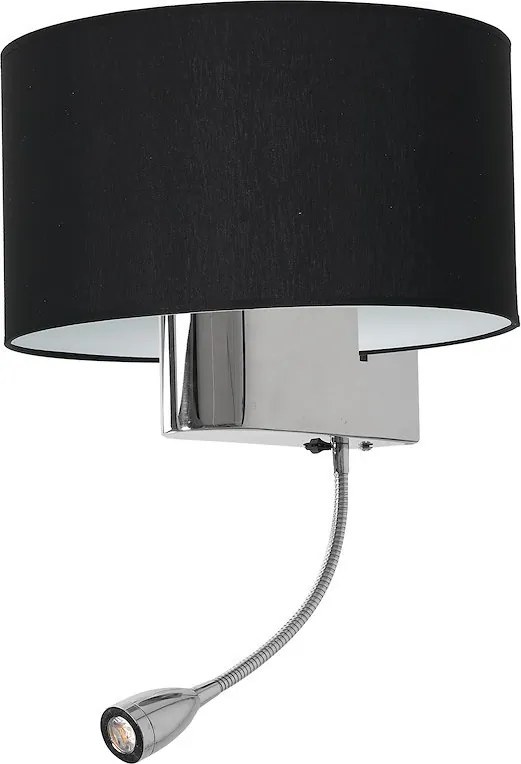 Nástenné svietidlo Napoli, 1x čierne textilné tienidlo + 1xLED 1w, ch