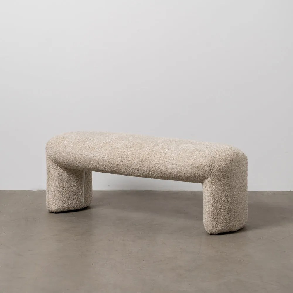 Béžová lavica z textílie buklé Suave – Ixia