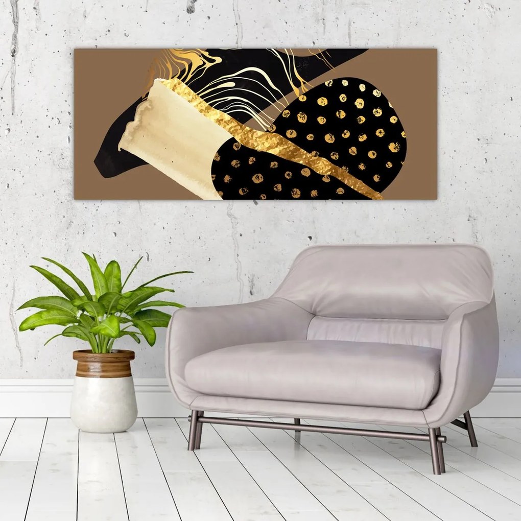 Obraz - Abstrakcia golden brown N⁰1 (120x50 cm)