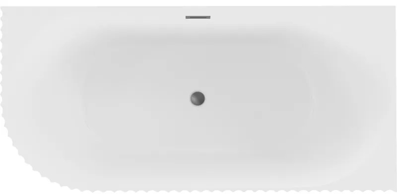 Mexen Gia, voľne stojaca rohová vaňa, drážkovaná, pravá, 170 x 80 cm, biela matná, grafitová matná, 52701708001P-95