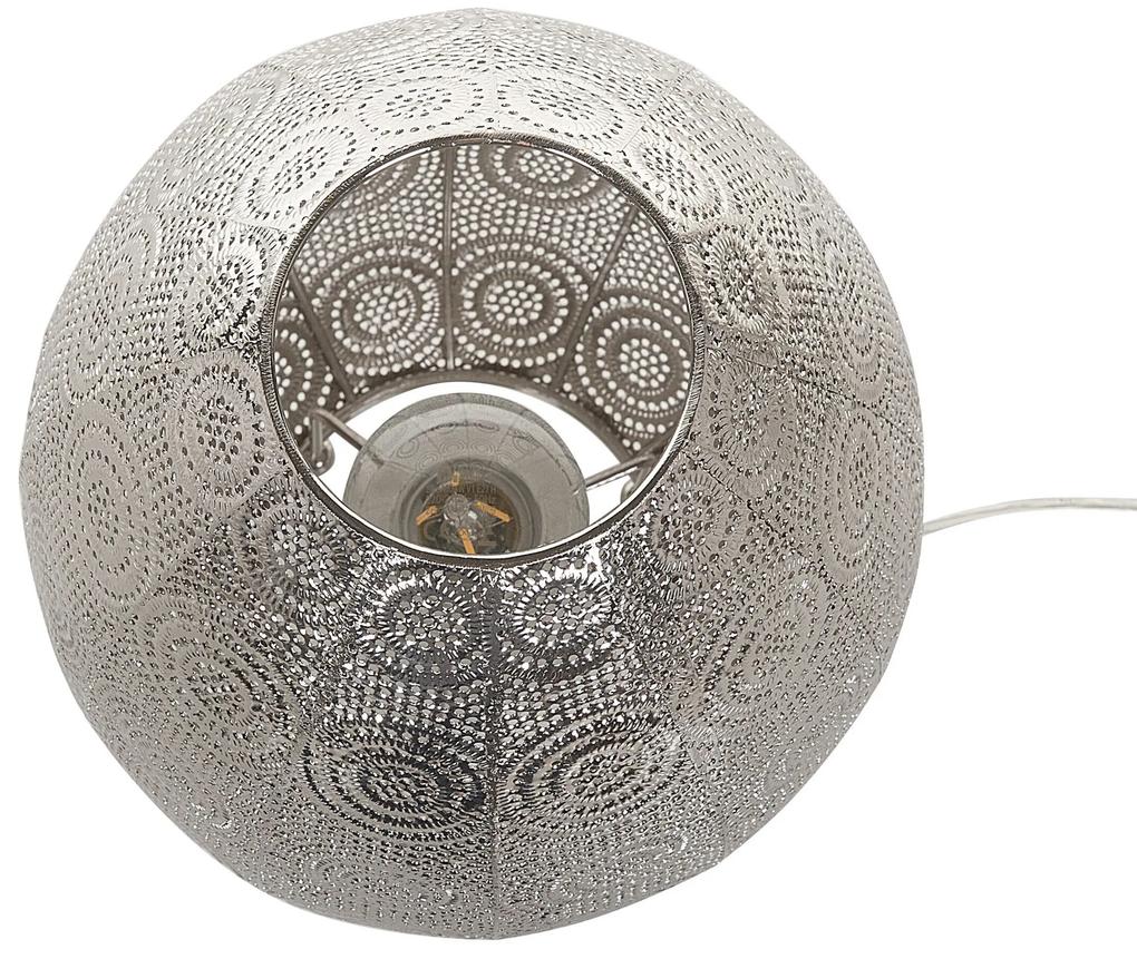 Kovová stolná lampa s marockým tienidlom strieborná MARINGA Beliani