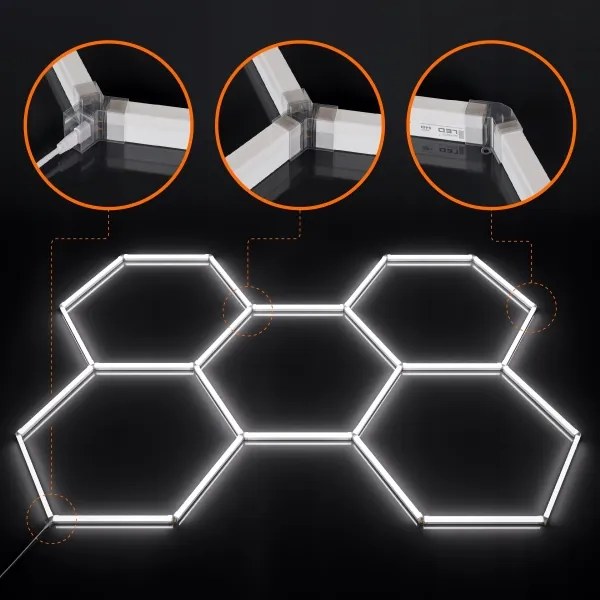 LED stmievateľné stropné svietidlo HEXAGON LED/240W/85-265V 5000K CRI 90 IP54 biela