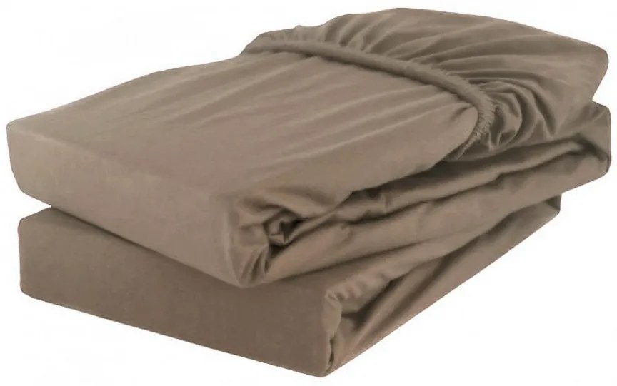 Jersey plachta s elastanom Deluxe 140 × 200 cm – hnedá