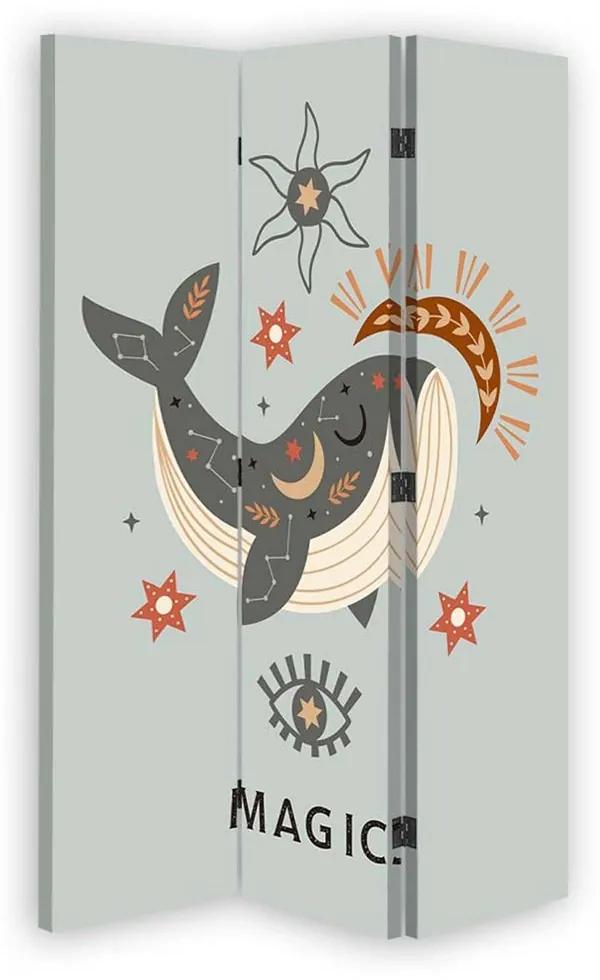 Ozdobný paraván Kouzelná velrybí zvířata - 110x170 cm, trojdielny, klasický paraván