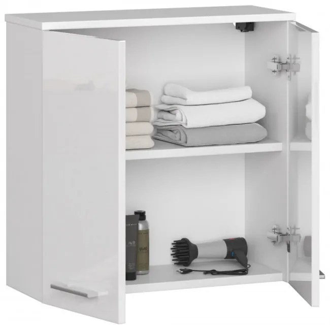 Kúpeľňová skrinka FIN W 60 cm 2D biela, lesk