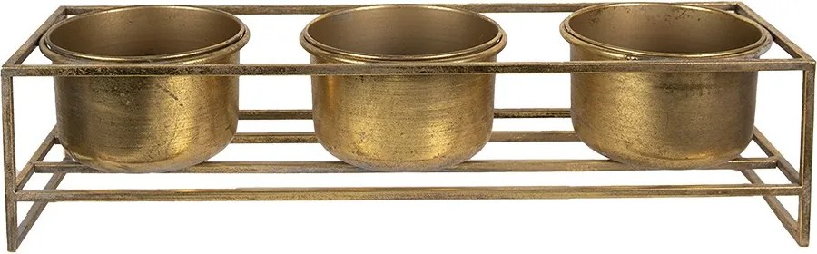3ks zlatý antik plechový obal na kvetináč na podstavci - 63*19*16 cm