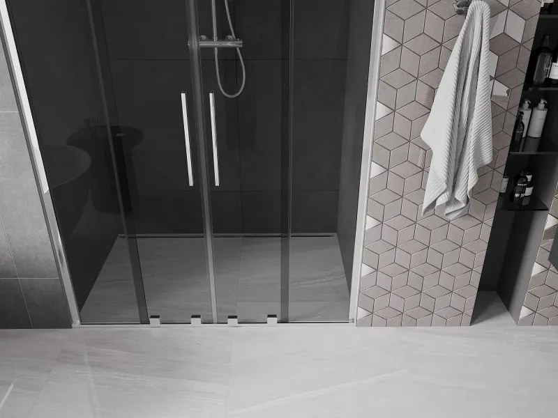 Mexen Velar Duo, posuvné sprchové dvere do otvoru 160 cm, 8mm šedé sklo, chrómová, 871-160-000-42-01