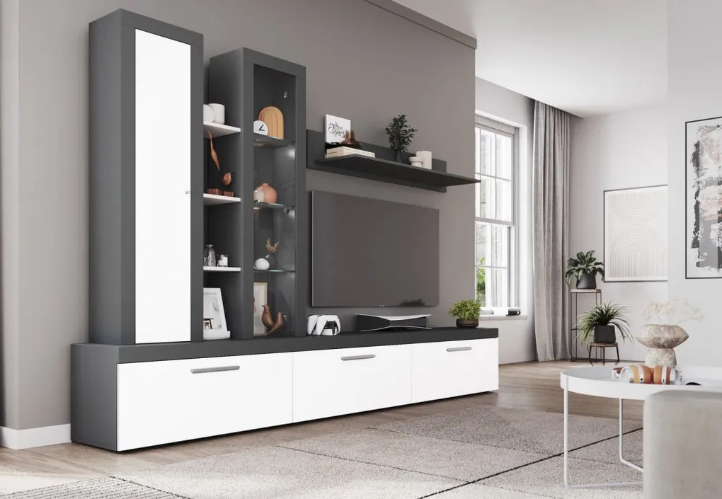 Obývacia stena Orion, antracit/biela