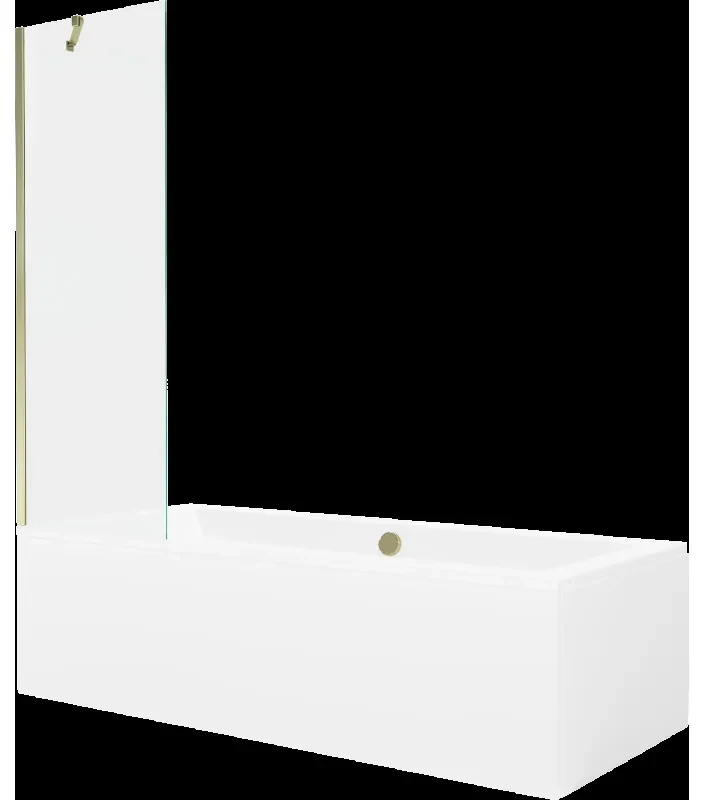Mexen Cube obdĺžniková vaňa 180 x 80 cm s obkladom a 1-krídlovou sprchovou zástenou 60 cm, Transparentné, Zlatá - 550518080X9506